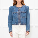 Veronica Beard Blue Denim Jacket With Plait Detail