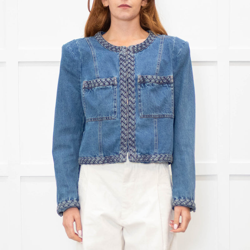 Veronica Beard Blue Denim Jacket With Plait Detail