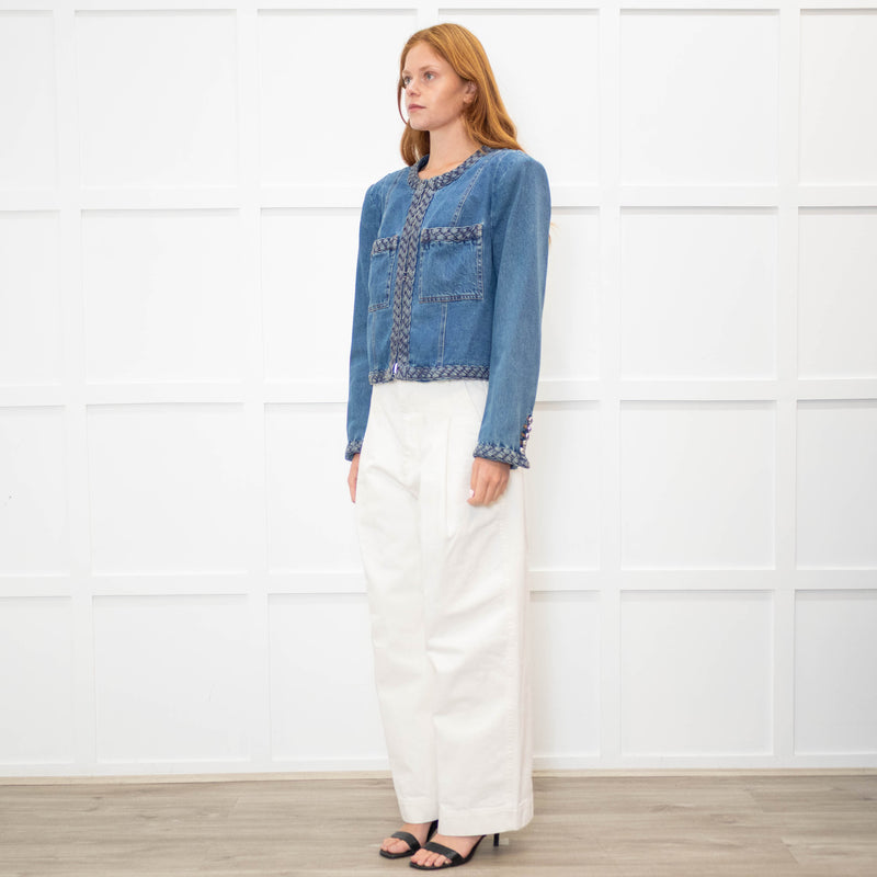 Veronica Beard Blue Denim Jacket With Plait Detail
