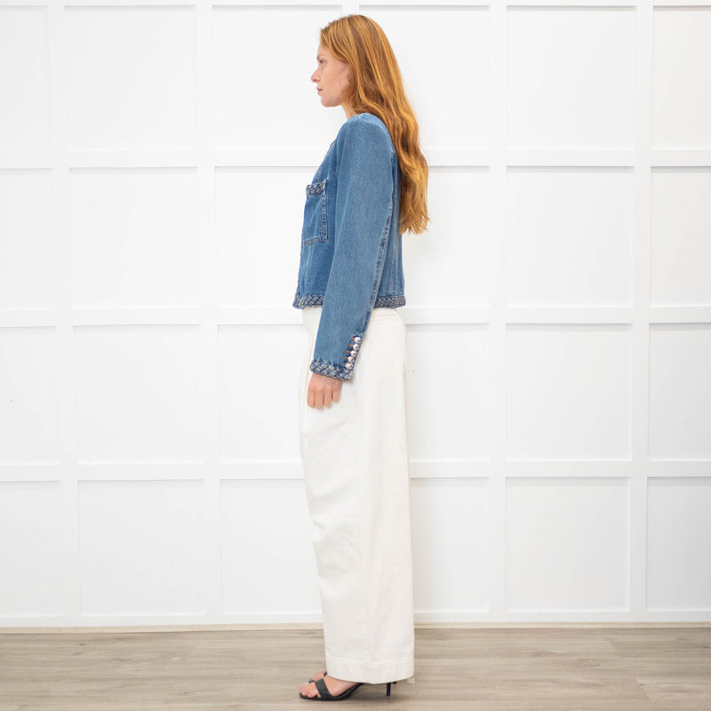 Veronica Beard Blue Denim Jacket With Plait Detail
