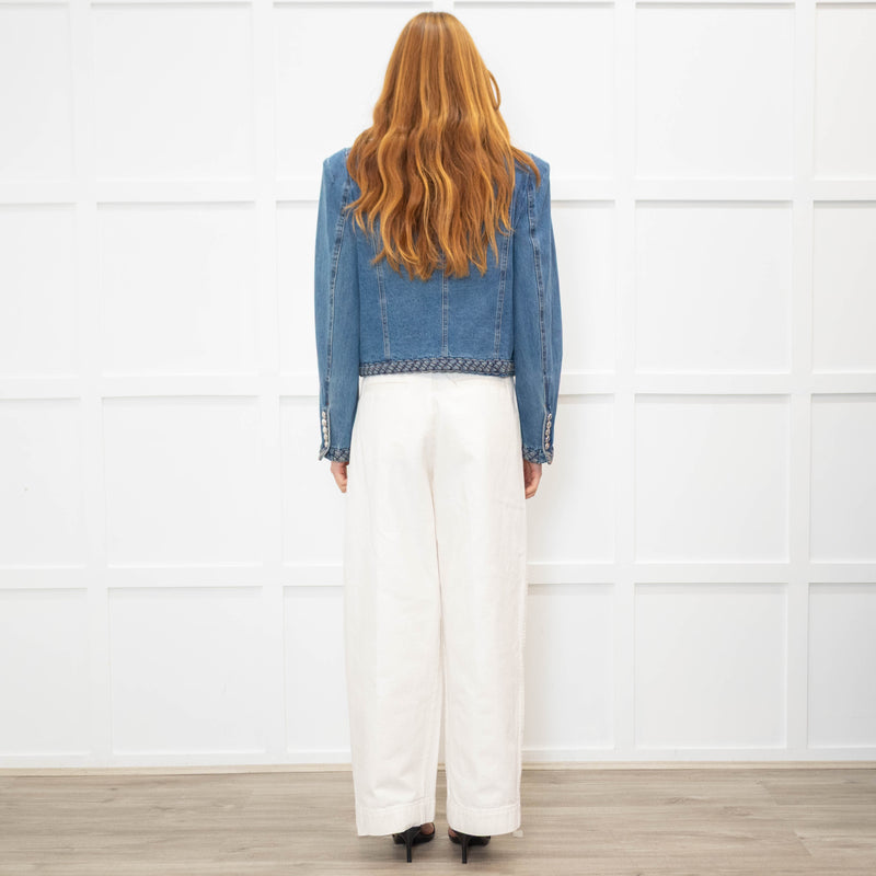 Veronica Beard Blue Denim Jacket With Plait Detail