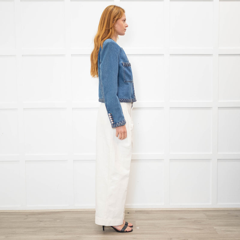 Veronica Beard Blue Denim Jacket With Plait Detail