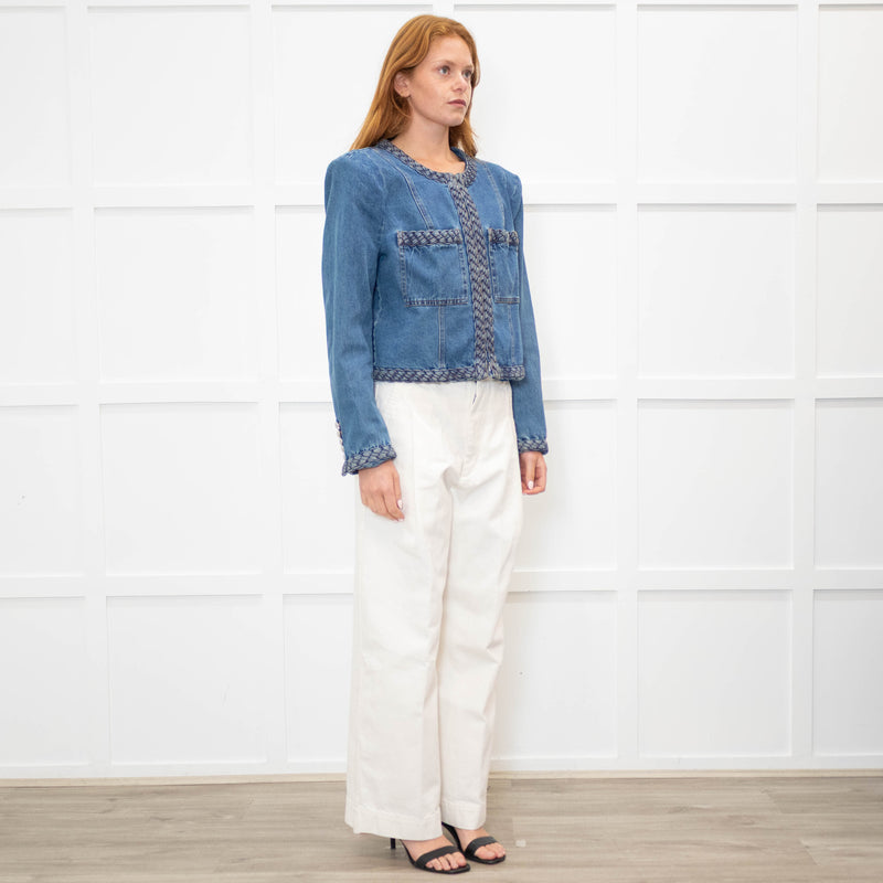 Veronica Beard Blue Denim Jacket With Plait Detail