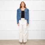 Veronica Beard Blue Denim Jacket With Plait Detail