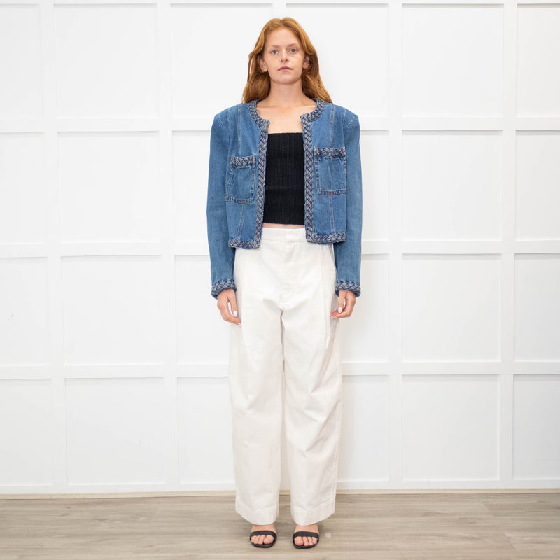 Veronica Beard Blue Denim Jacket With Plait Detail