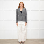 Me + Em Grey Gathered Shoulder Blazer