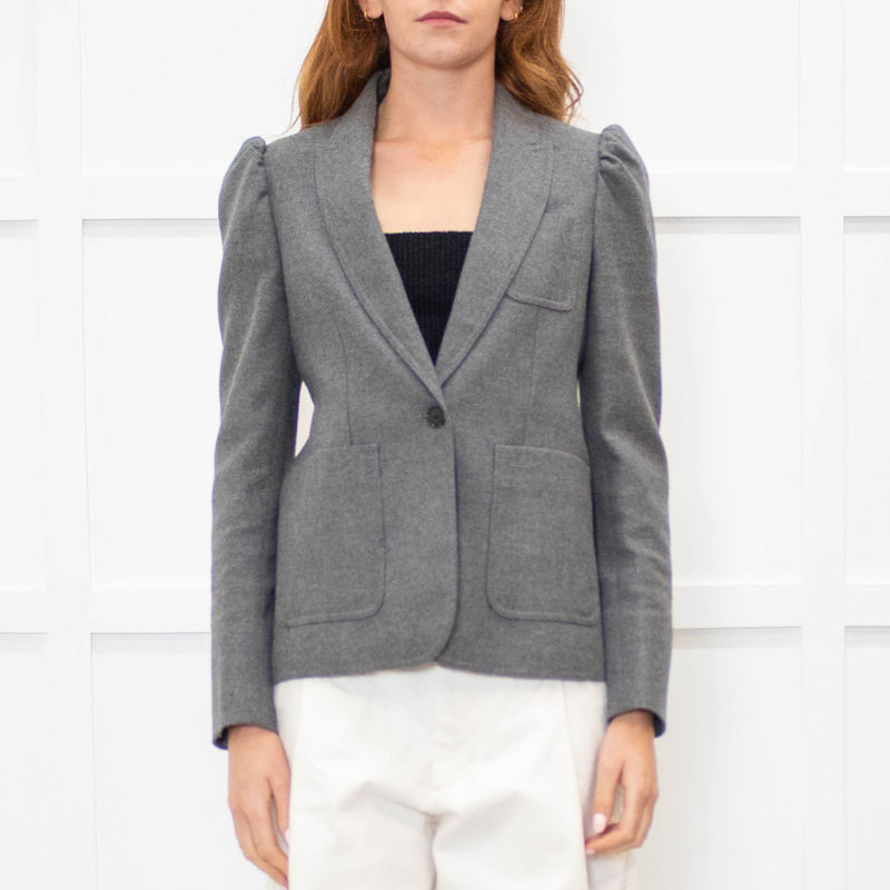 Me + Em Grey Gathered Shoulder Blazer