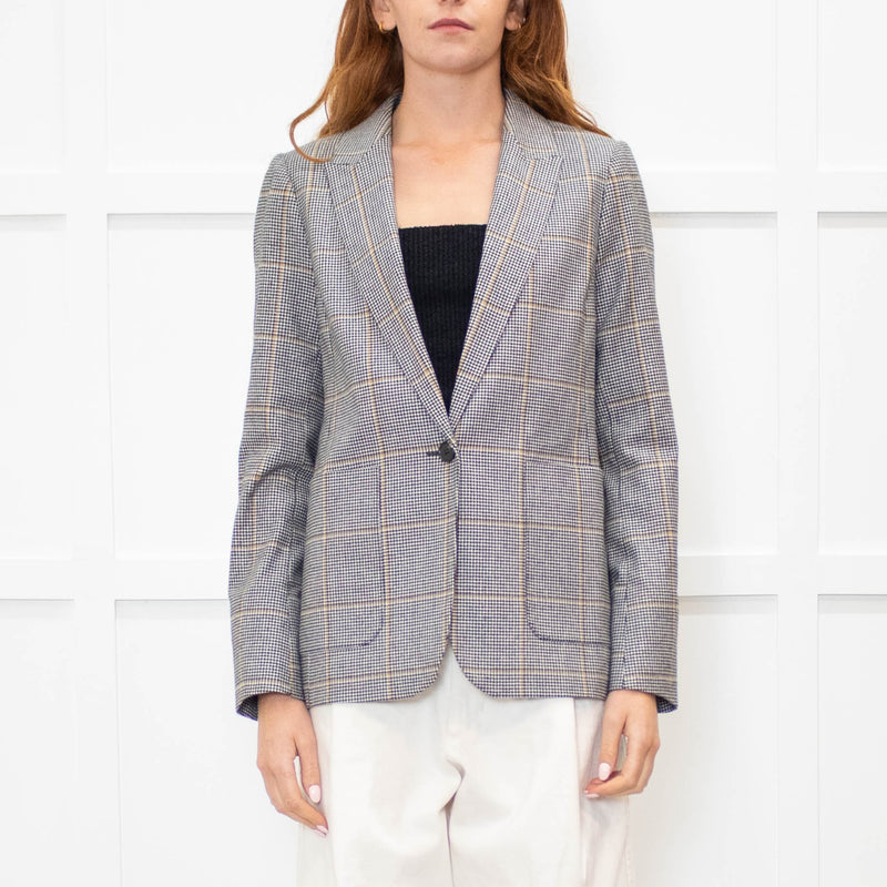 Me + Em Checked Black and Green Blazer