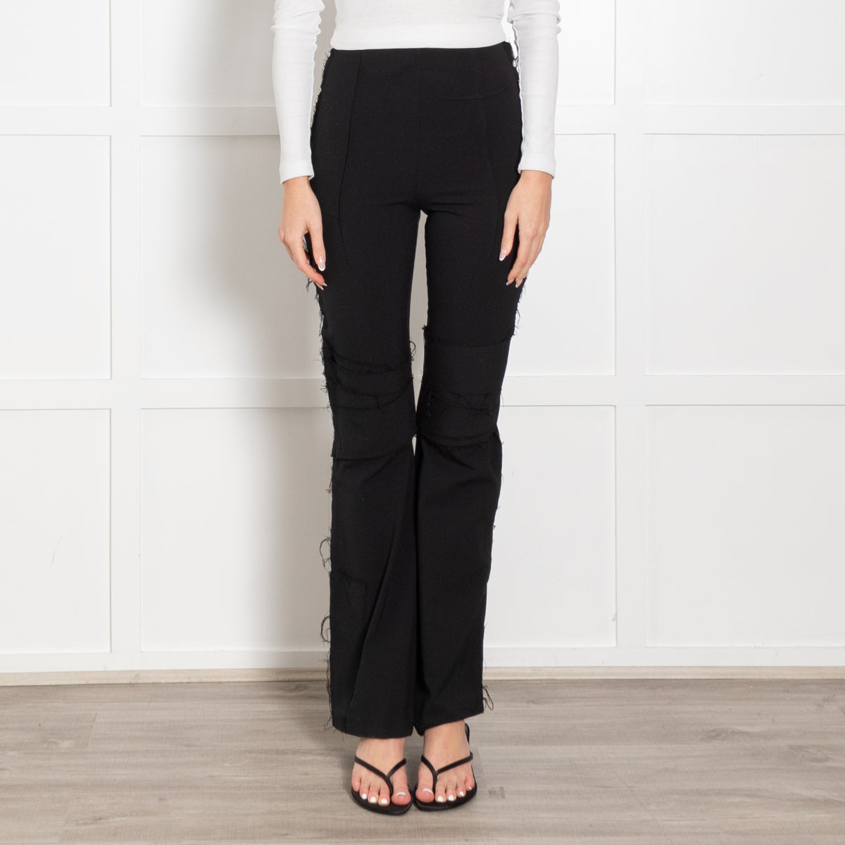 Talia Byre Black Freyed Hem Trousers