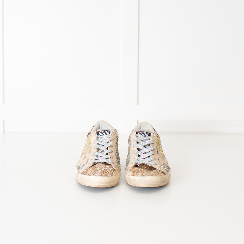 Golden Goose Silver Gold Glitter Trainers