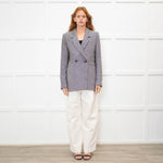 Anine Bing Black & White Fishbone Blazer