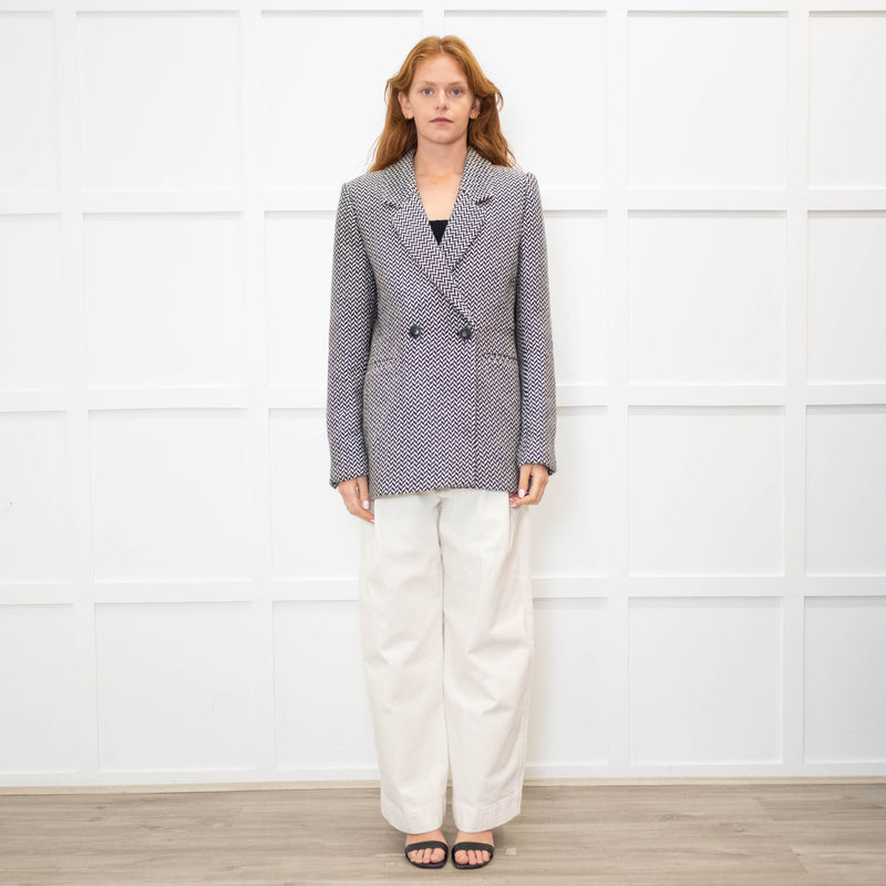 Anine Bing Black & White Fishbone Blazer
