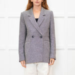 Anine Bing Black & White Fishbone Blazer