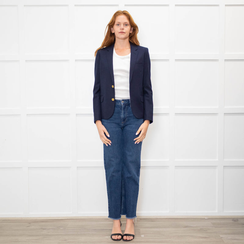 Saint Laurent Navy Blue Wool Tailored Blazer