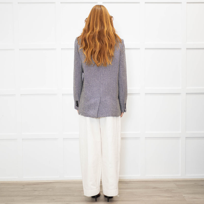Anine Bing Black & White Fishbone Blazer