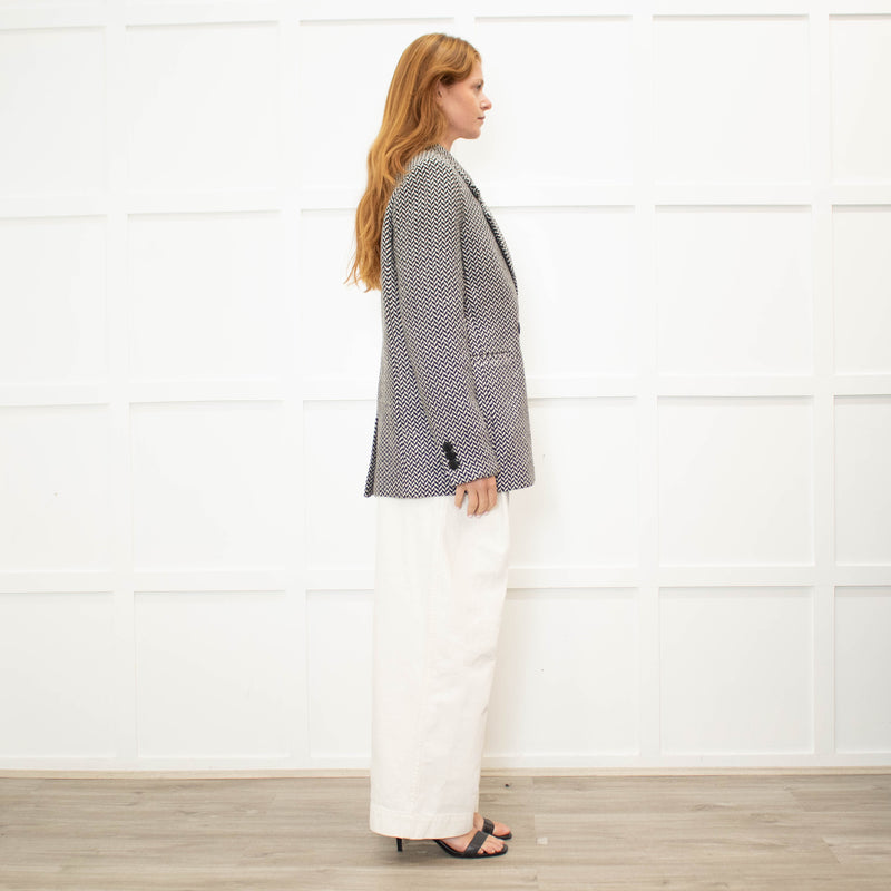 Anine Bing Black & White Fishbone Blazer