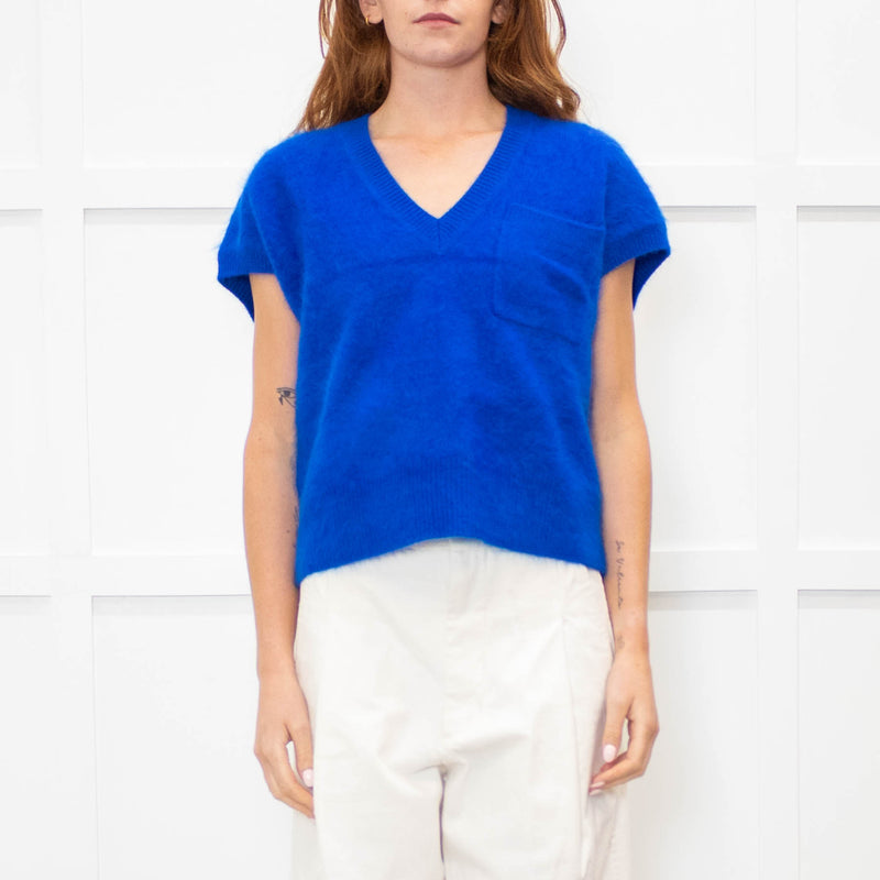 Me + Em Royal Blue Brushed Cashmere Vest Knit