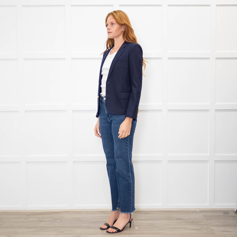 Saint Laurent Navy Blue Wool Tailored Blazer