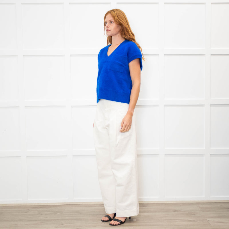 Me + Em Royal Blue Brushed Cashmere Vest Knit