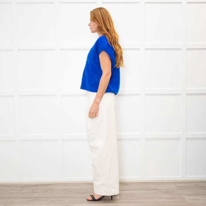 Me + Em Royal Blue Brushed Cashmere Vest Knit
