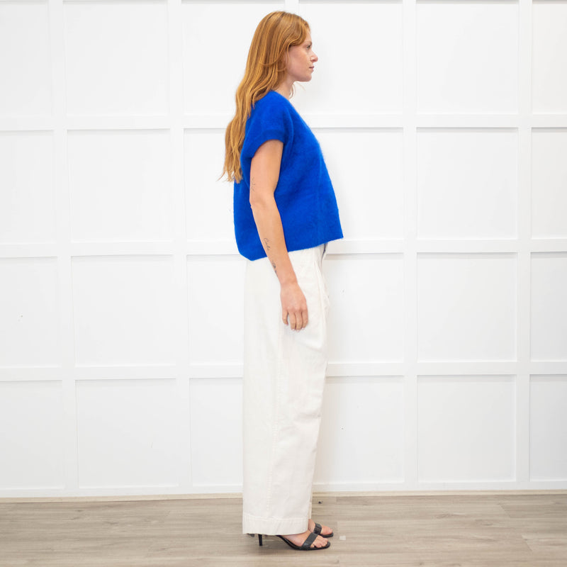 Me + Em Royal Blue Brushed Cashmere Vest Knit
