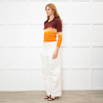 Prada Burgundy Orange Ombre Long Sleeve Polo Top