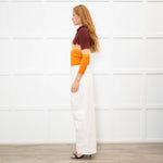 Prada Burgundy Orange Ombre Long Sleeve Polo Top