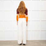Prada Burgundy Orange Ombre Long Sleeve Polo Top