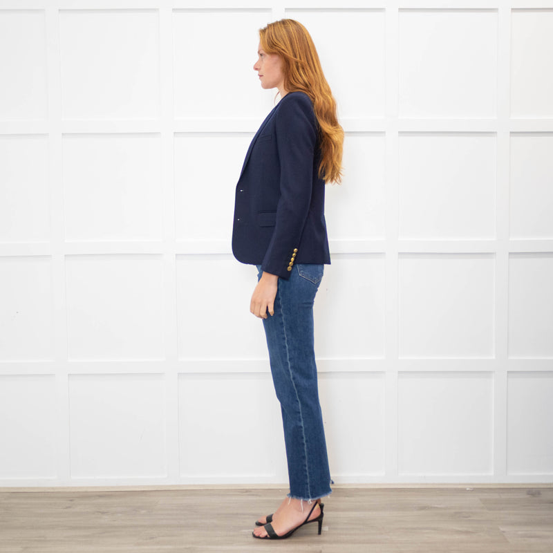 Saint Laurent Navy Blue Wool Tailored Blazer