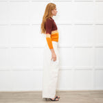 Prada Burgundy Orange Ombre Long Sleeve Polo Top