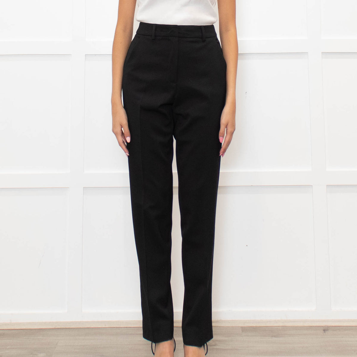 Weekend Max Mara Black Fine Wool Slim Leg Trousers