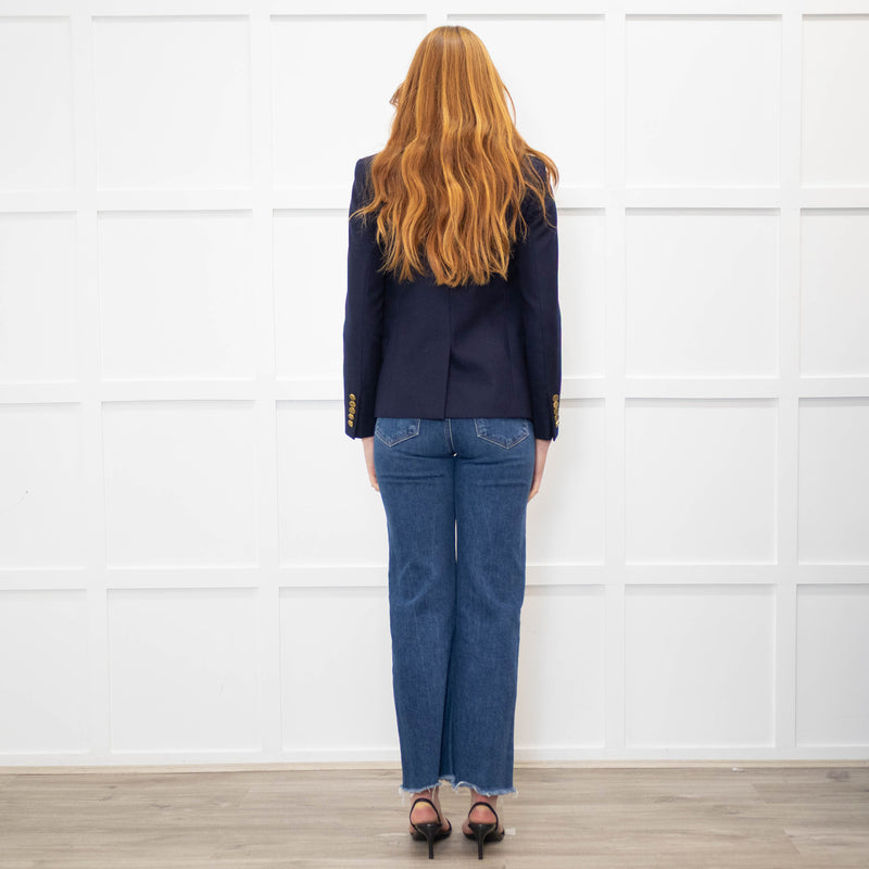 Saint Laurent Navy Blue Wool Tailored Blazer