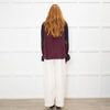Me + Em Purple And Black Silk And Lace Colour Block Blouse