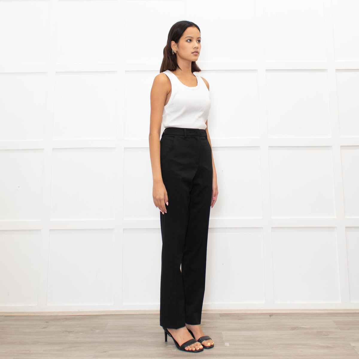 Weekend Max Mara Black Fine Wool Slim Leg Trousers
