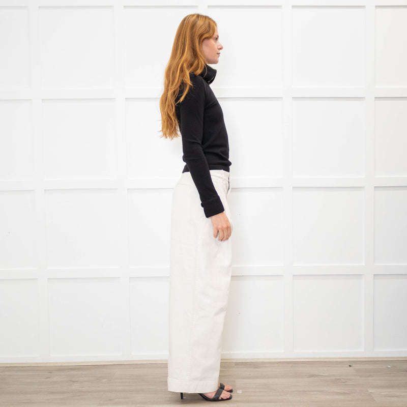 Chanel Black Cashmere Sweater With Cream Inset Collar