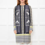 Etro Black, Yellow & White Patterned Shift Coat