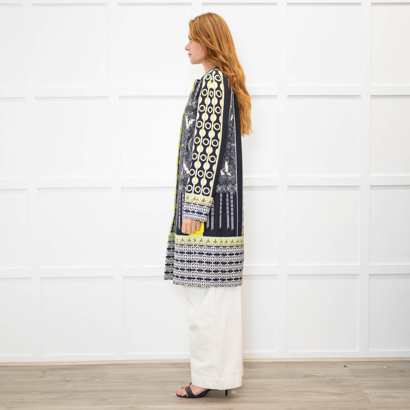 Etro Black, Yellow & White Patterned Shift Coat