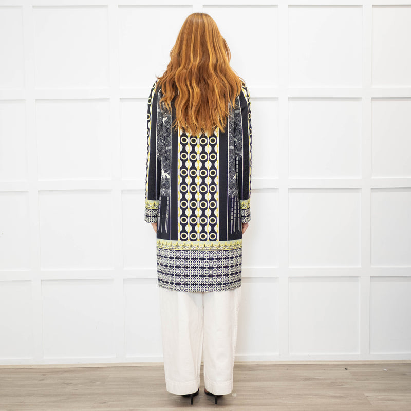 Etro Black, Yellow & White Patterned Shift Coat