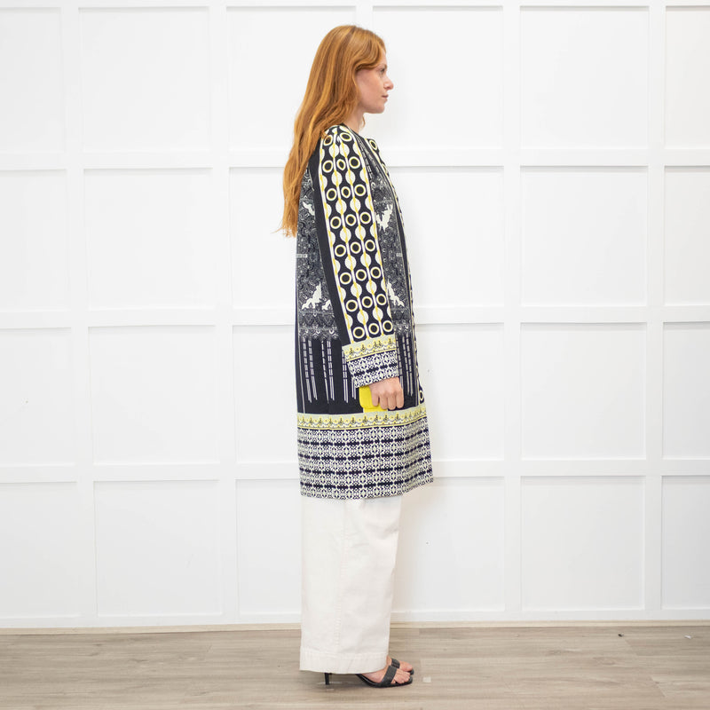 Etro Black, Yellow & White Patterned Shift Coat