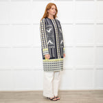 Etro Black, Yellow & White Patterned Shift Coat