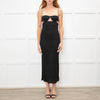 St Agni Black Cutaway Midi Dress with Spaghetti Straps