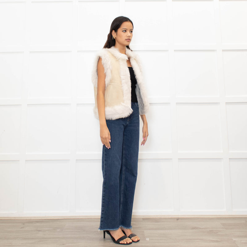 Me + Em Cream Reversible Shearling Gilet