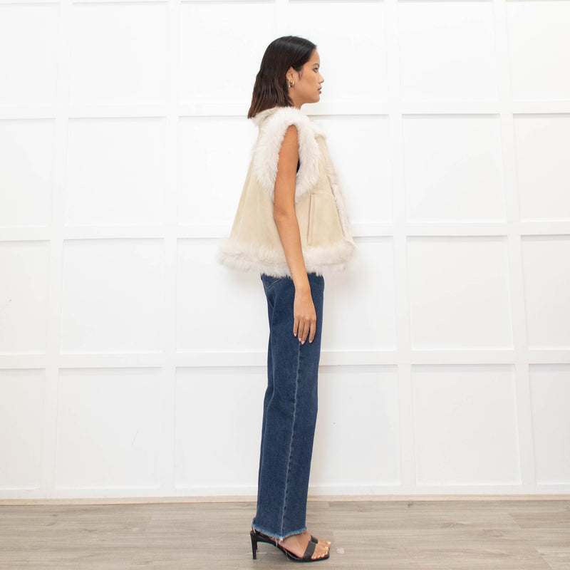 Me + Em Cream Reversible Shearling Gilet