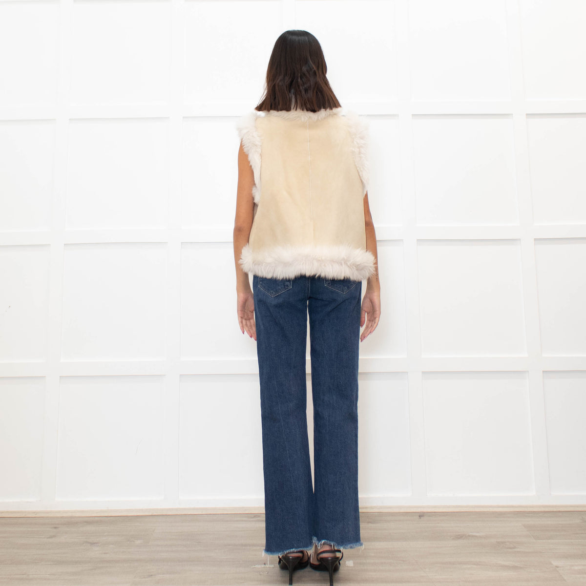 Me + Em Cream Reversible Shearling Gilet