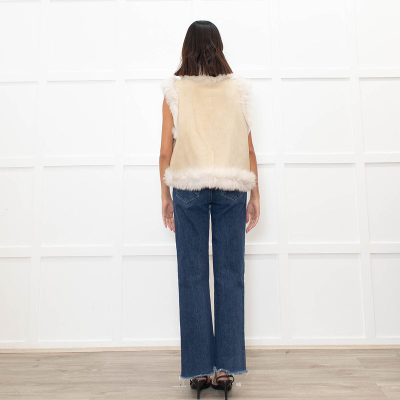 Me + Em Cream Reversible Shearling Gilet