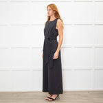 Me + Em Black Zip Front Patch Pocket Jumpsuit
