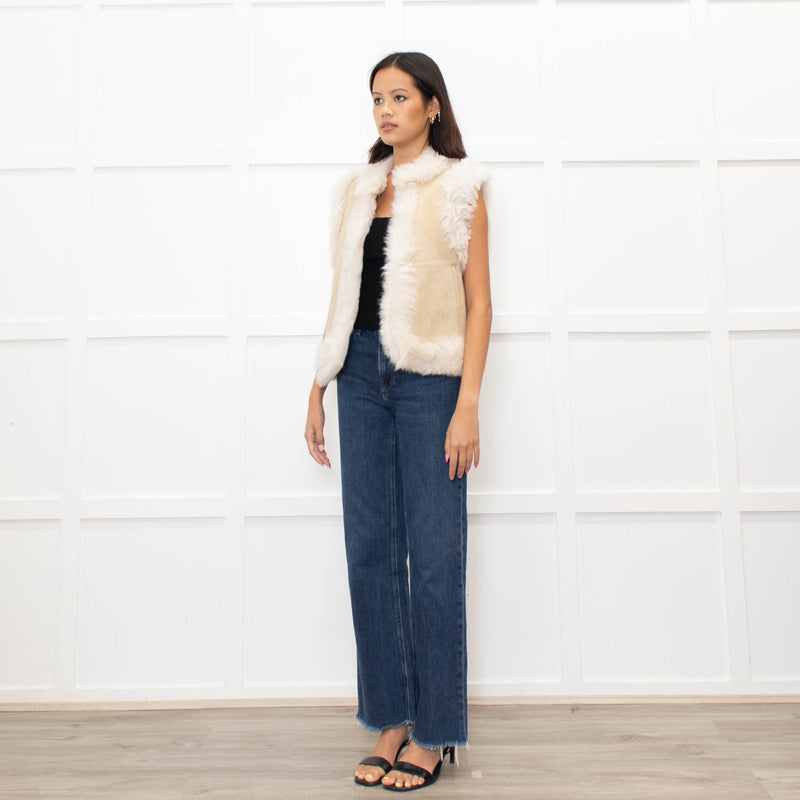 Me + Em Cream Reversible Shearling Gilet