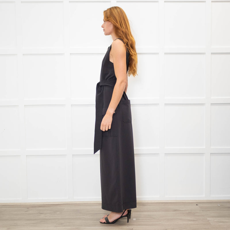 Me + Em Black Zip Front Patch Pocket Jumpsuit