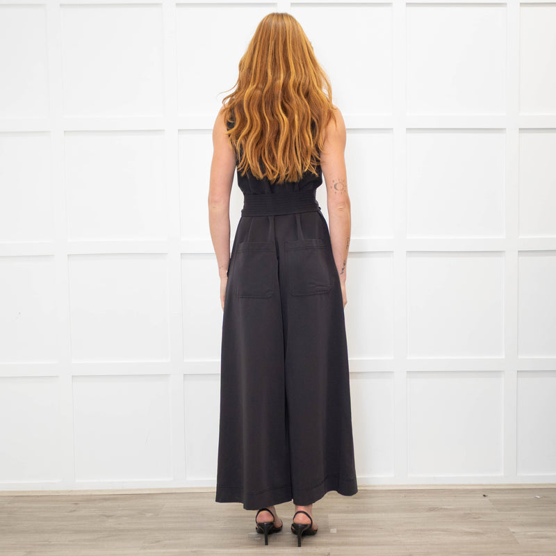 Me + Em Black Zip Front Patch Pocket Jumpsuit