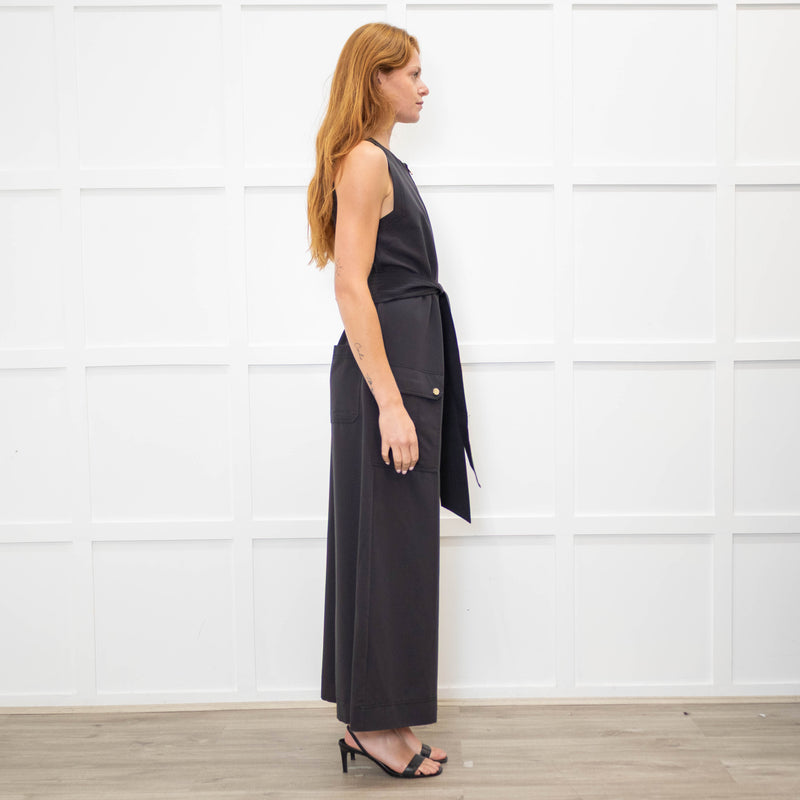 Me + Em Black Zip Front Patch Pocket Jumpsuit